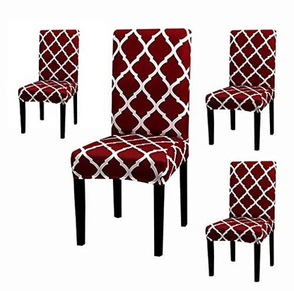 Elastic Chair Cover - (Maroon Diamond)