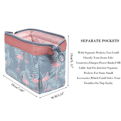 Toiletry Kit Organizer Hard Drive Carry Case Portable Cube Purse (Grey Flamingo)