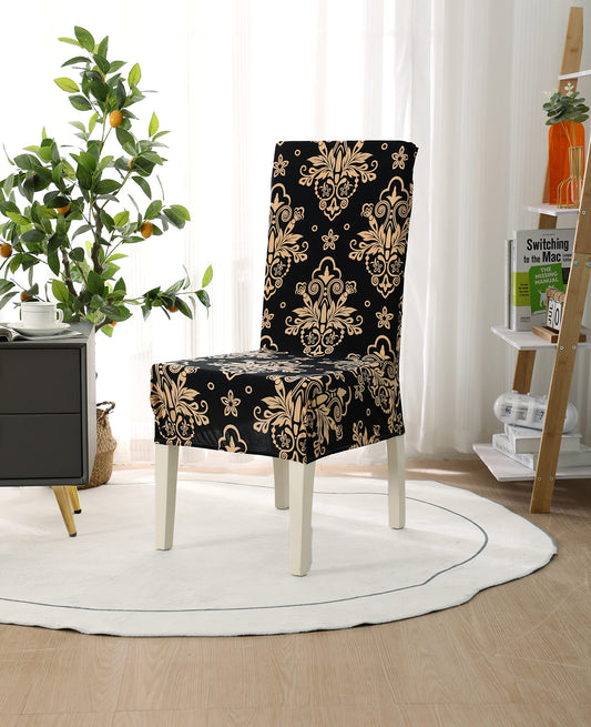 Printed Elastic Chair Cover - Cambric Black