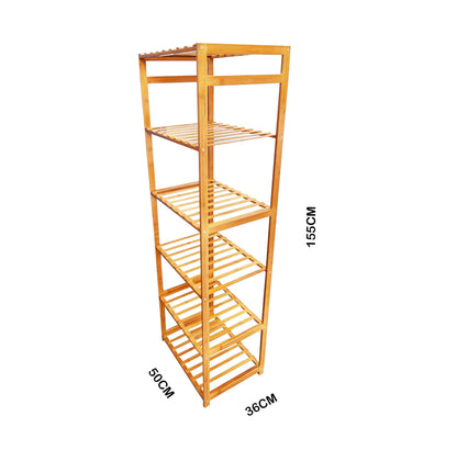 5 Tier Closet Storage Bamboo Garment Racks Clothes Laundry Rack