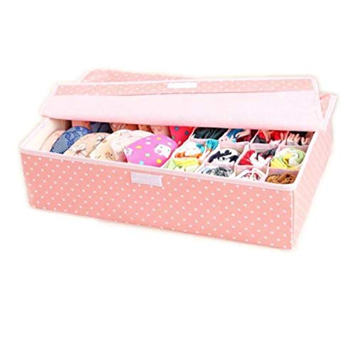 Innerwear Organizer 16+1 Compartment Non-Smell Non Woven Foldable Fabric Storage Box for Closet - Blue Polka