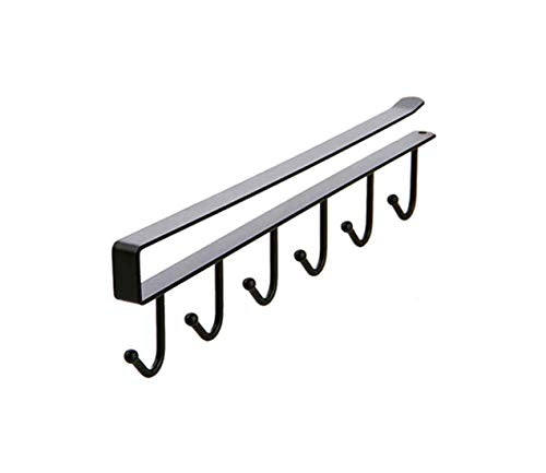 Stainless Steel 6 Hooks Under Shelf Cup Holder Multi Functional Kitchen Utensil Rack for Hanging