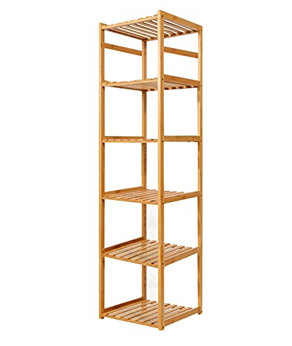 5 Tier Closet Storage Bamboo Garment Racks Clothes Laundry Rack