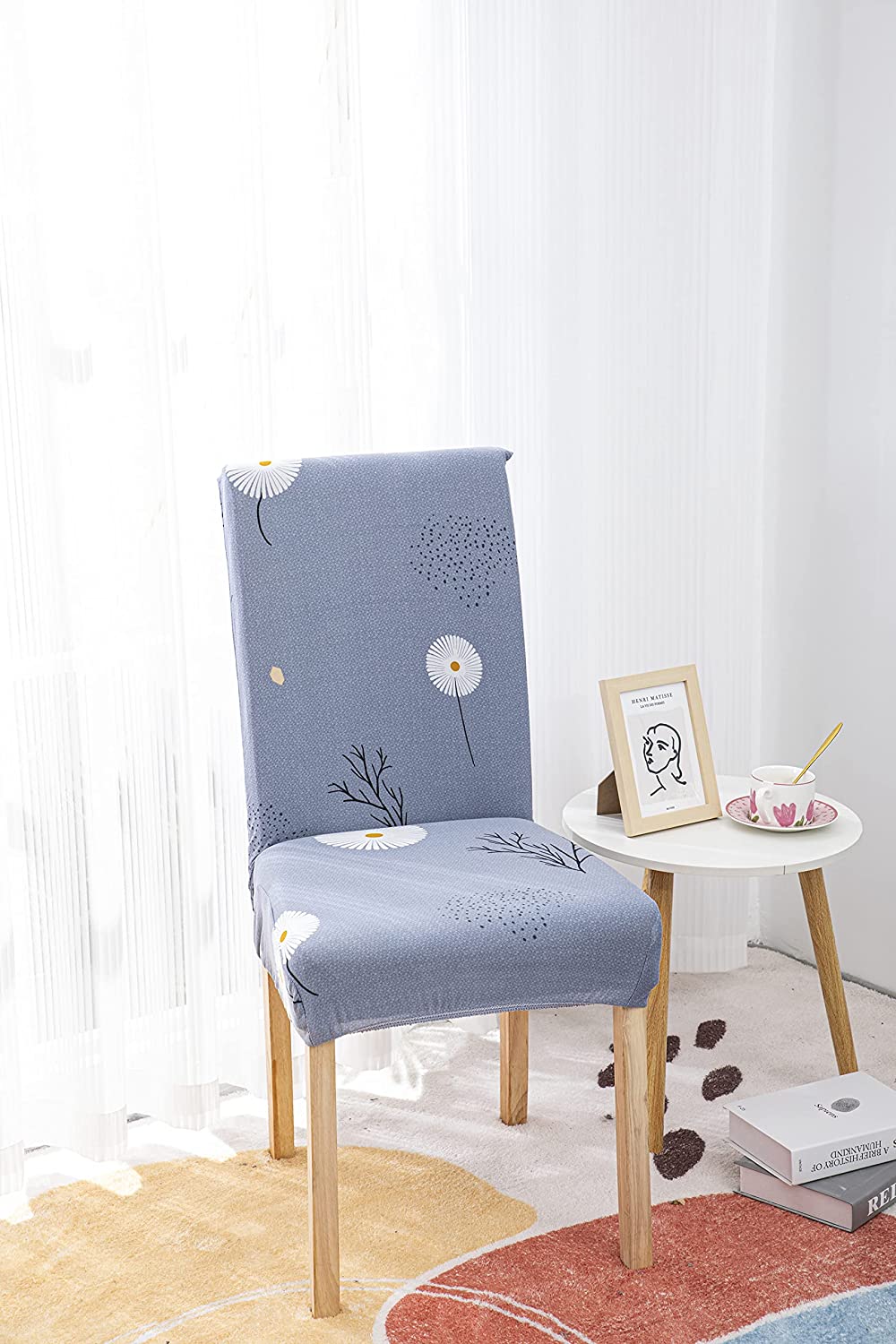 Printed Chair Cover -  Grey Daisy