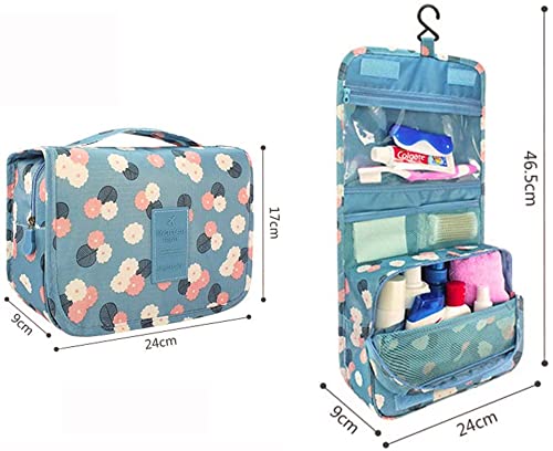 Hanging Travel Toiletry Bag Cosmetic Makeup Bag - Light Blue Flower