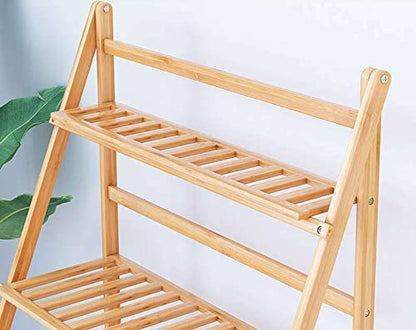 Bamboo Plant Stand Outdoor Indoor, Folding Garden Plant Ladder( 60cm )