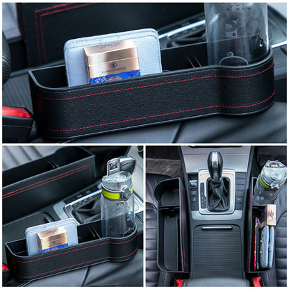 Car Seat Gap Filler Organizer Storage Box Front Seat Console Side Pocket with Cup Holder