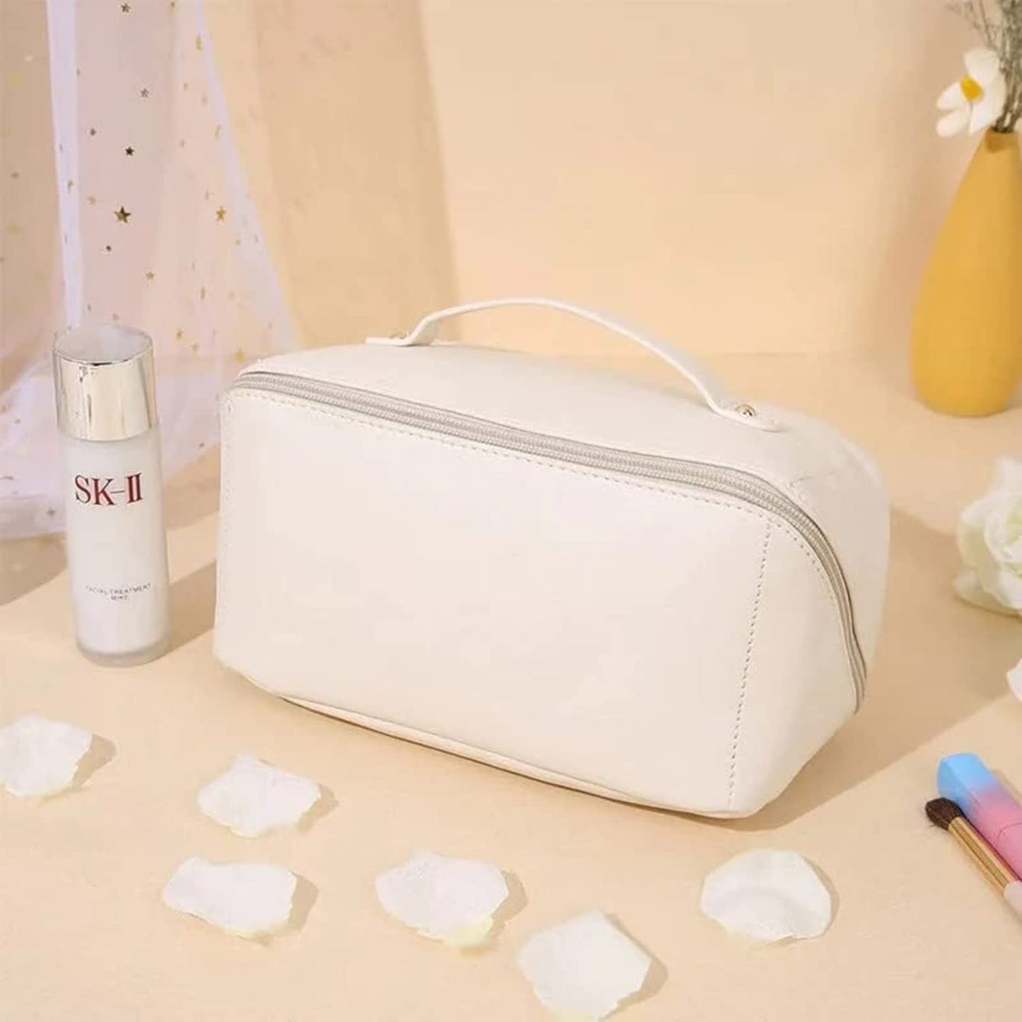 Travel Cosmetic Bag with Handle and Divider