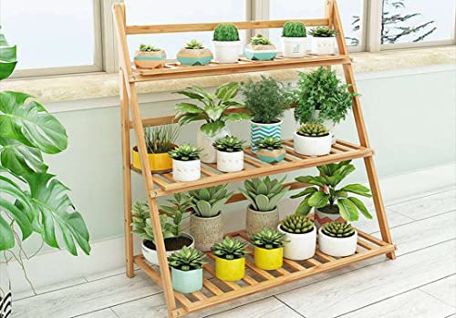 Bamboo Plant Stand Outdoor Indoor, Folding Garden Plant Ladder( 70cm )