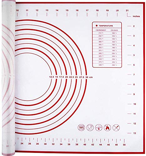 Large Silicone Pastry Mat Extra Thick Non Stick Baking Mat with Measurement