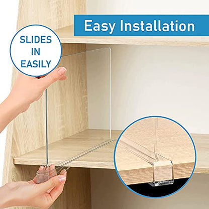 Acrylic Cabinet Shelf Dividers,Clear Shelf Dividers, Perfect for Bedroom and Clothes Organizer