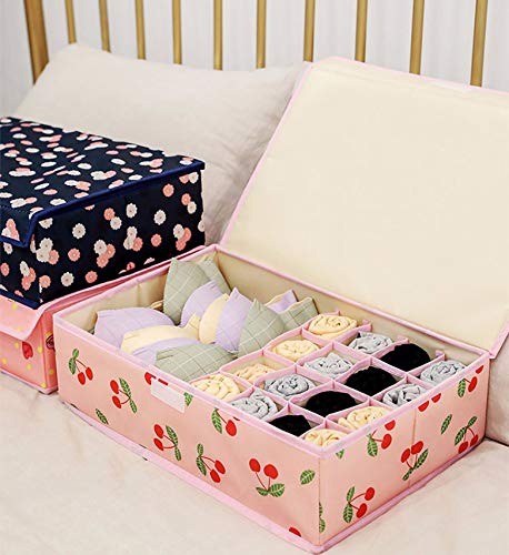 Innerwear Organizer 16+1 Compartment Non-Smell Non Woven Foldable Fabric Storage Box for Closet - Pink