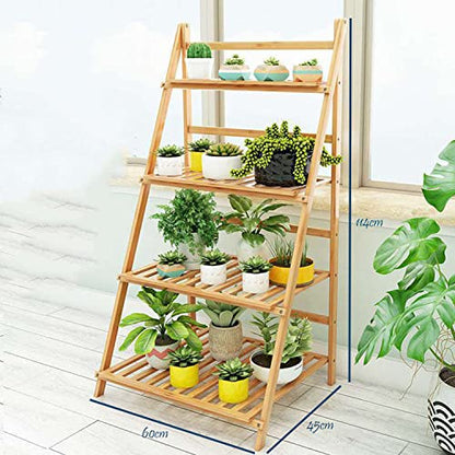 Bamboo Plant Stand Outdoor Indoor, Folding Garden Plant Ladder( 60cm )