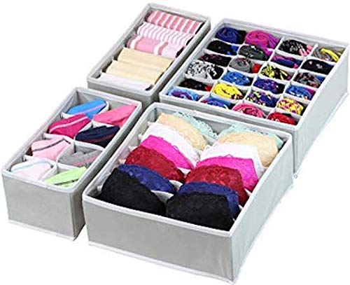 Set of 4 Foldable Storage Box Drawer Divider