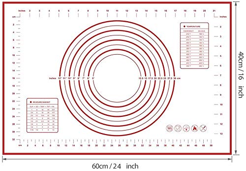 Large Silicone Pastry Mat Extra Thick Non Stick Baking Mat with Measurement