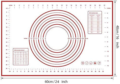 Large Silicone Pastry Mat Extra Thick Non Stick Baking Mat with Measurement