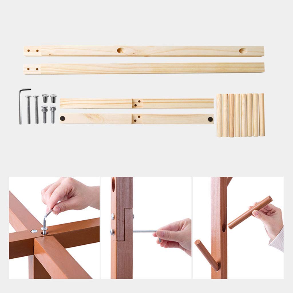 Bamboo Coat And Hat Rack 8 Hooks Coat Stand Clothes Rack Solid Feet for Clothes Scarves and Hats