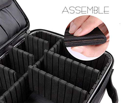 Cosmetic Storage Case with Adjustable Compartment (Rose Gold)