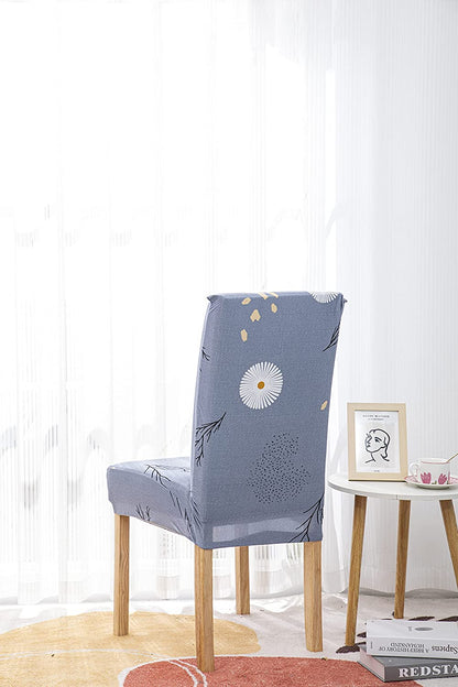 Printed Chair Cover -  Grey Daisy