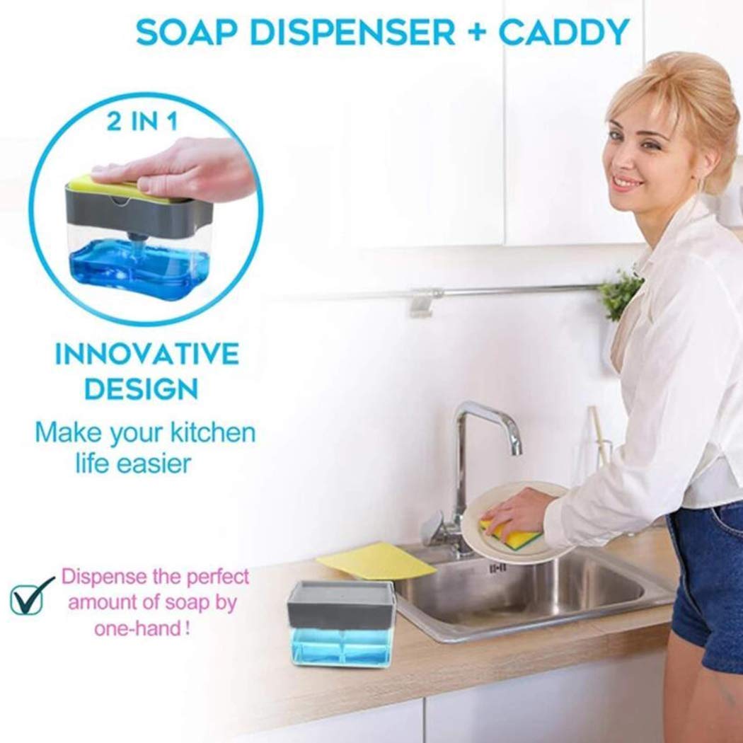 2-In-1 Double Layer Plastic Sponge Box With Liquid Soap Dispenser