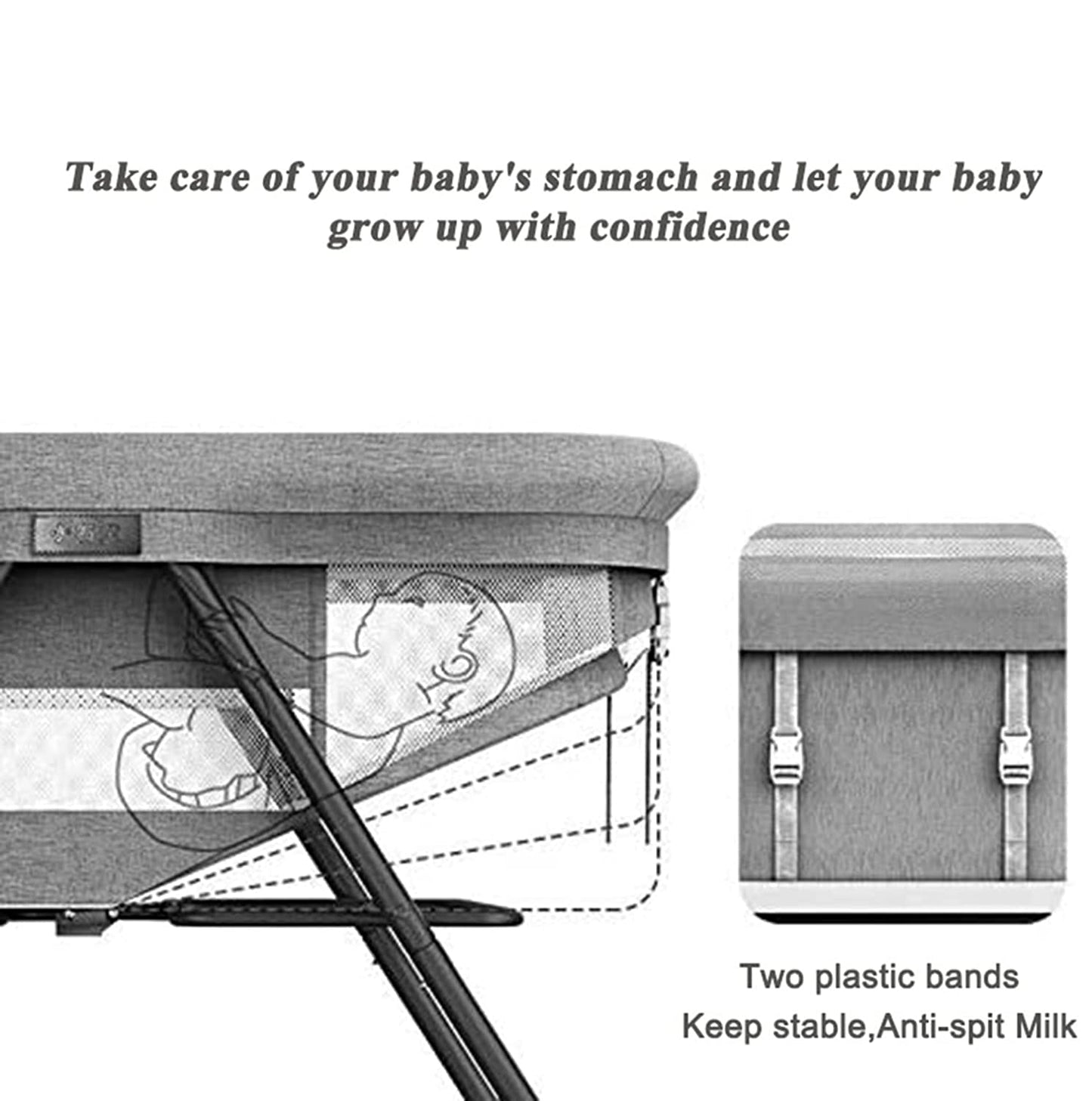 Cradle Crib Baby Rack, Foldable, Comes with Casters - Grey