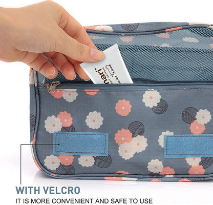 Hanging Travel Toiletry Bag Cosmetic Makeup Bag - Light Blue Flower