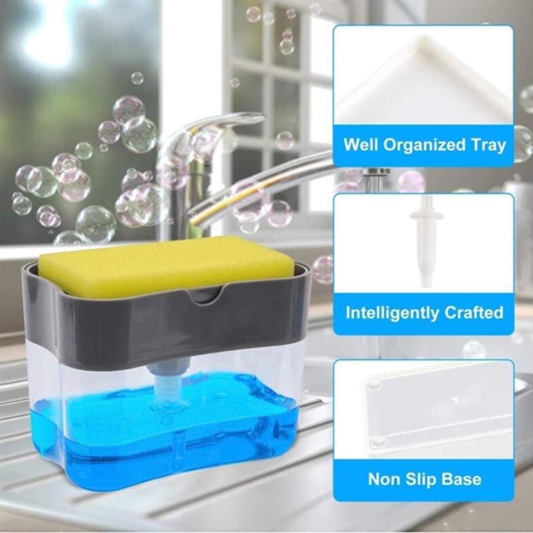 2-In-1 Double Layer Plastic Sponge Box With Liquid Soap Dispenser