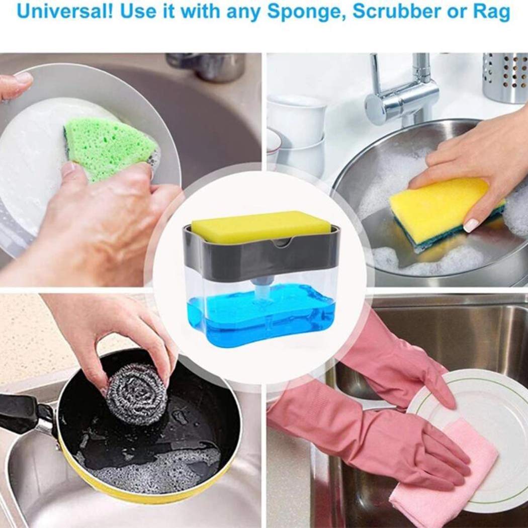 2-In-1 Double Layer Plastic Sponge Box With Liquid Soap Dispenser