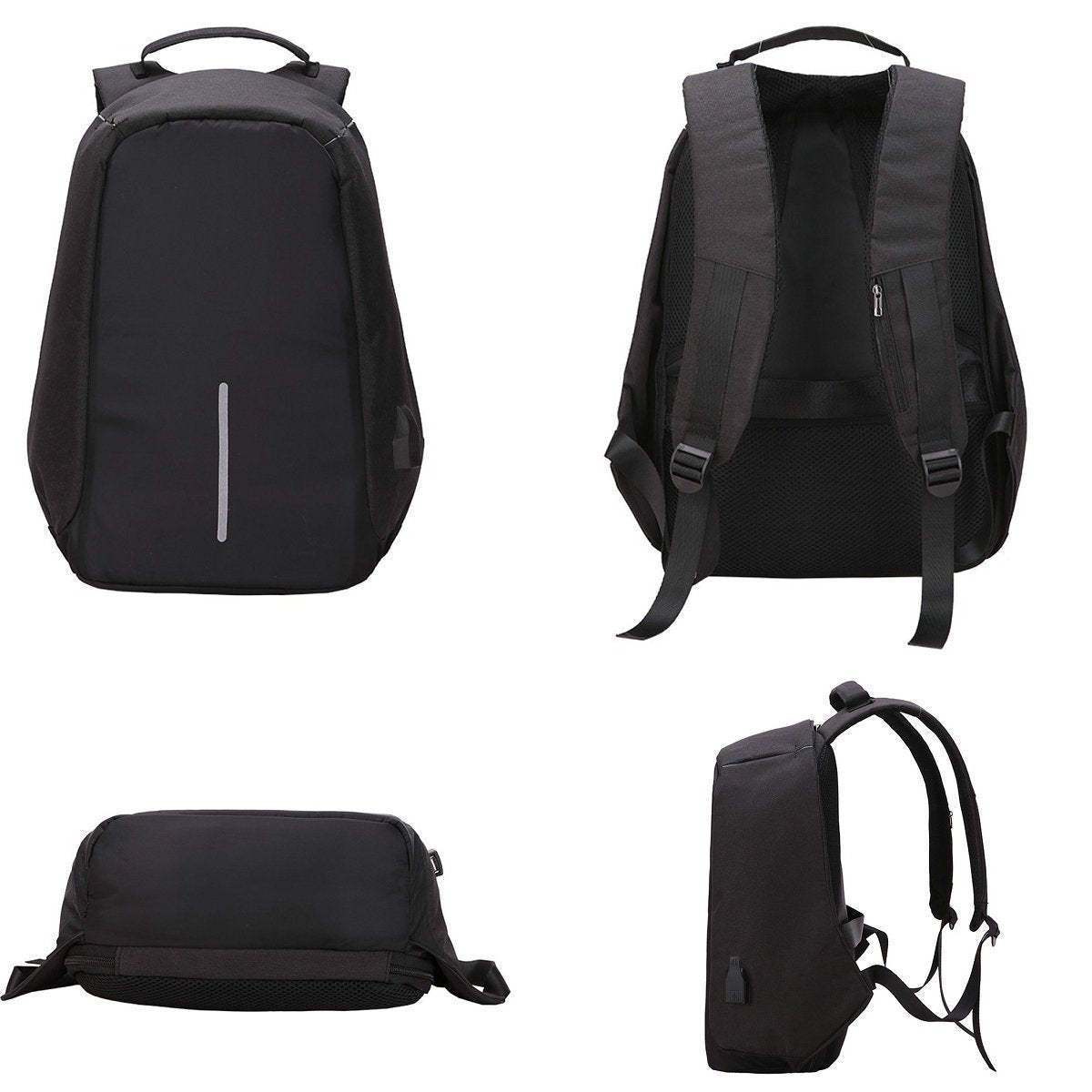 Water Resistant Polyester And Canvas Black Laptop  Backpack  Bag