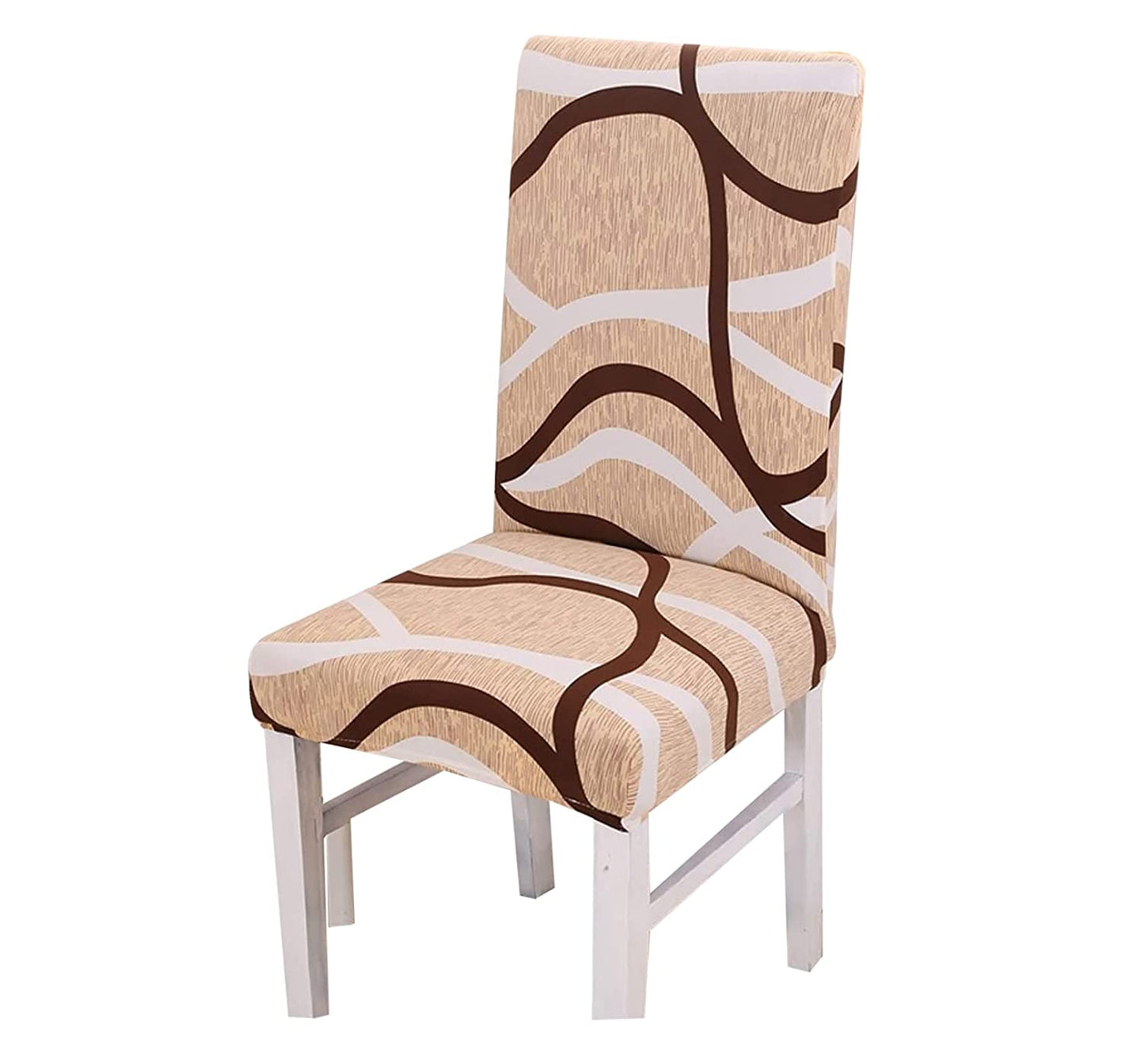 Elastic Chair Cover Stretch(Beige Wavy Brown)