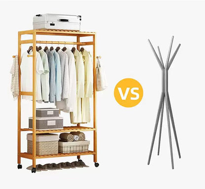 Bamboo Garment Rack with Tier-50CM