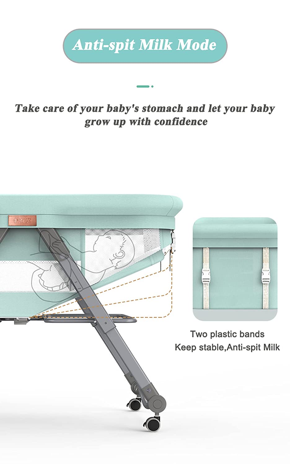 Cradle Crib Baby Rack, Foldable, Comes with Casters - Green