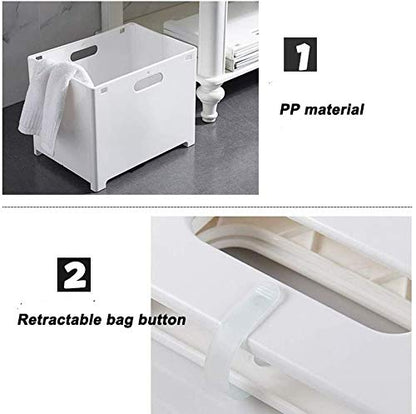 Foldable Dirty Clothes Basket - Plastic Wall Mounted Pop Up Laundry Hampers with Handle (Punch Free) (Small)