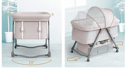 Cradle Crib Baby Rack, Foldable, Comes with Casters - Khaki