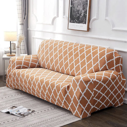 Printed Sofa Cover - Beige Diamond