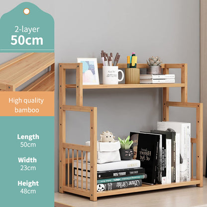 Bamboo Varnish Finish Multifunction Book Storage Shelves Organizer(50x23x48cm, DO-IT-Yourself)