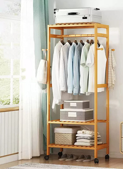 Bamboo Garment Rack with Tier-50CM