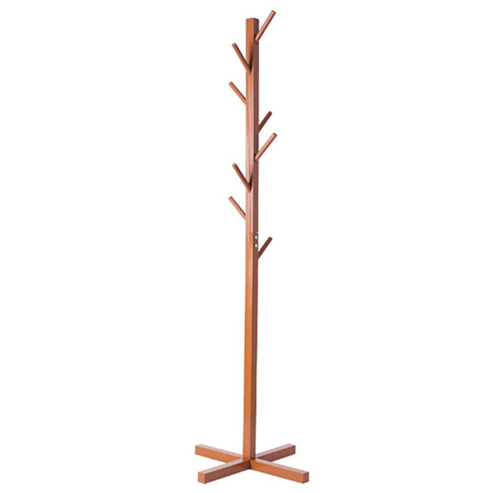 Bamboo Coat And Hat Rack 8 Hooks Coat Stand Clothes Rack Solid Feet for Clothes Scarves and Hats