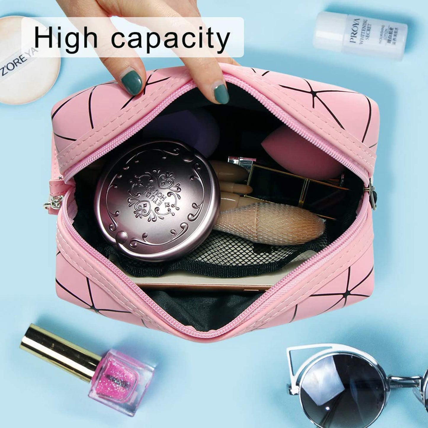 Geometric Toiletry Makeup Bag for Women and Girls