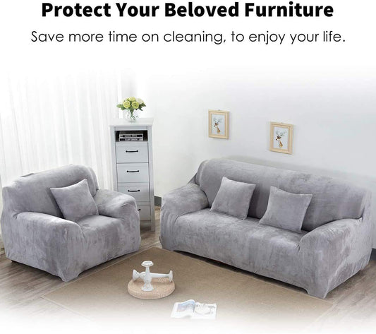 Plush Sofa Slipcover - Light Grey