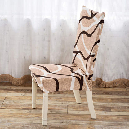 Elastic Chair Cover Stretch(Beige Wavy Brown)