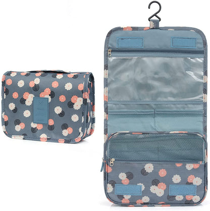 Hanging Travel Toiletry Bag Cosmetic Makeup Bag - Light Blue Flower