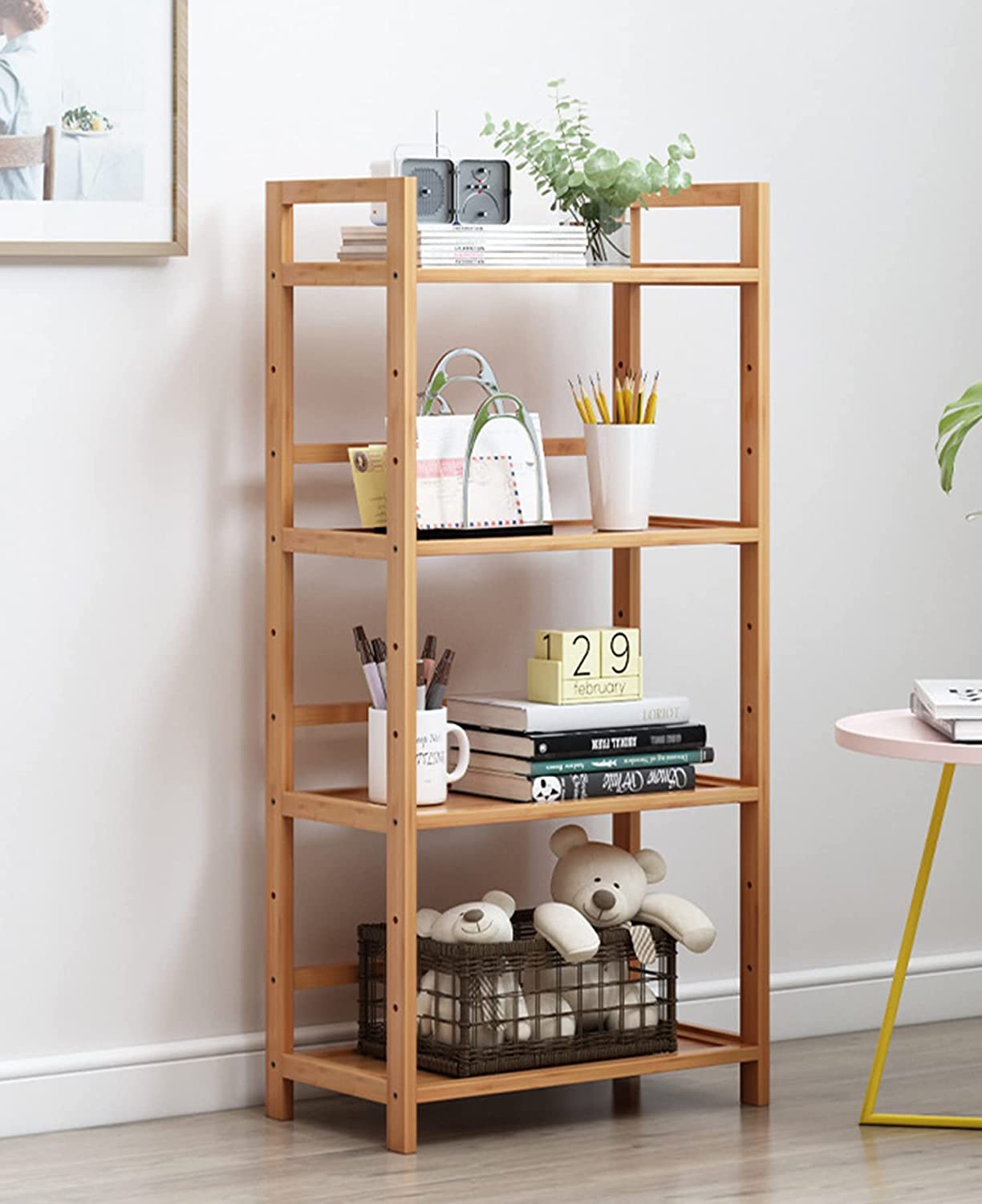 4 Tier Bamboo Shelf Storage Rack Storage Plant Stand (50x23x98cm, DO-IT-Yourself)