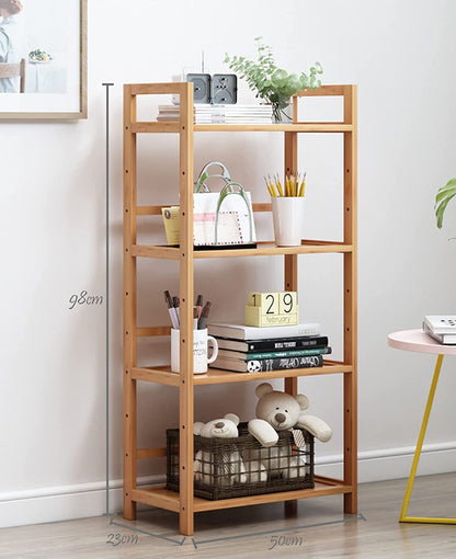 4 Tier Bamboo Shelf Storage Rack Storage Plant Stand (50x23x98cm, DO-IT-Yourself)