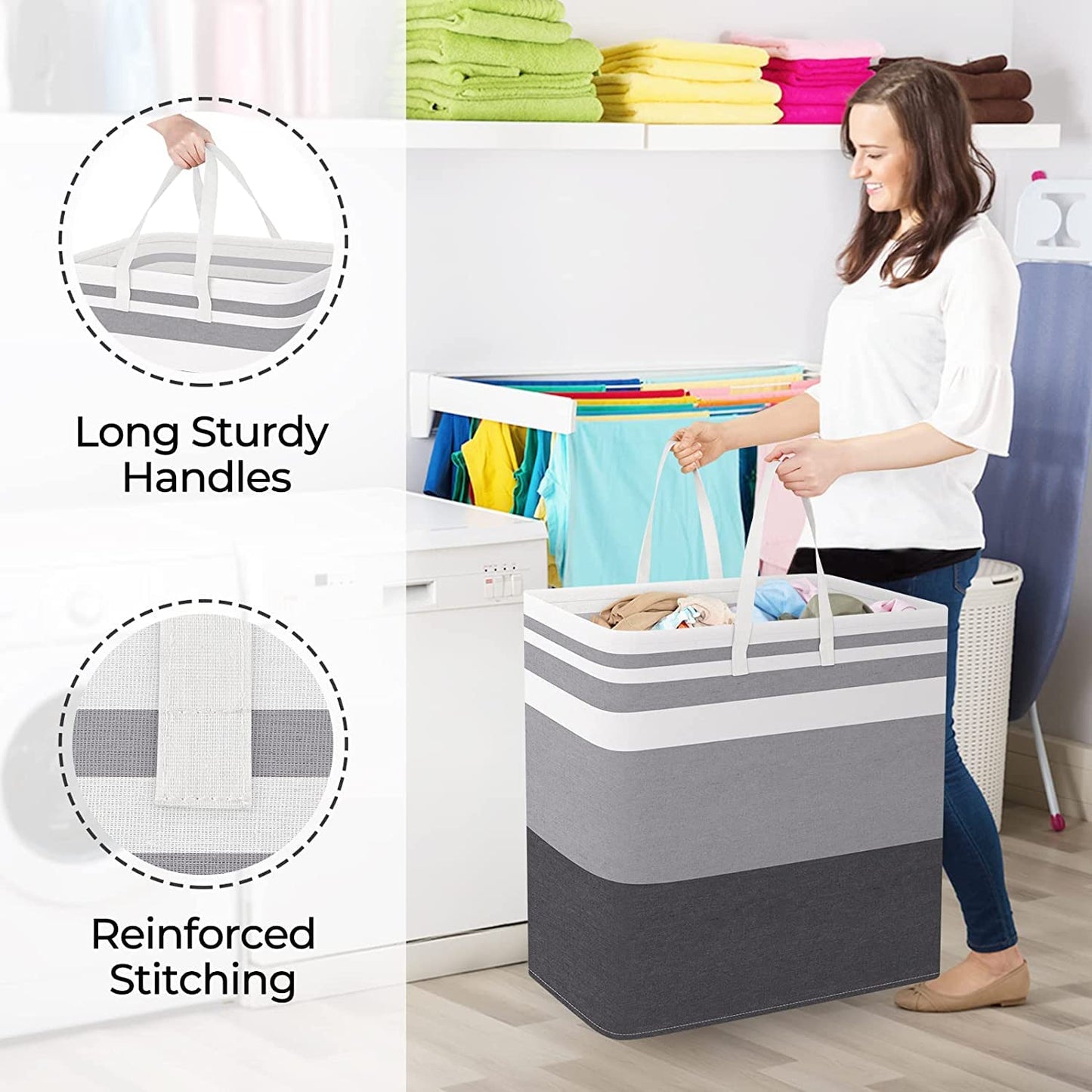 Laundry Hamper Collapsible(Gradient Stipe)