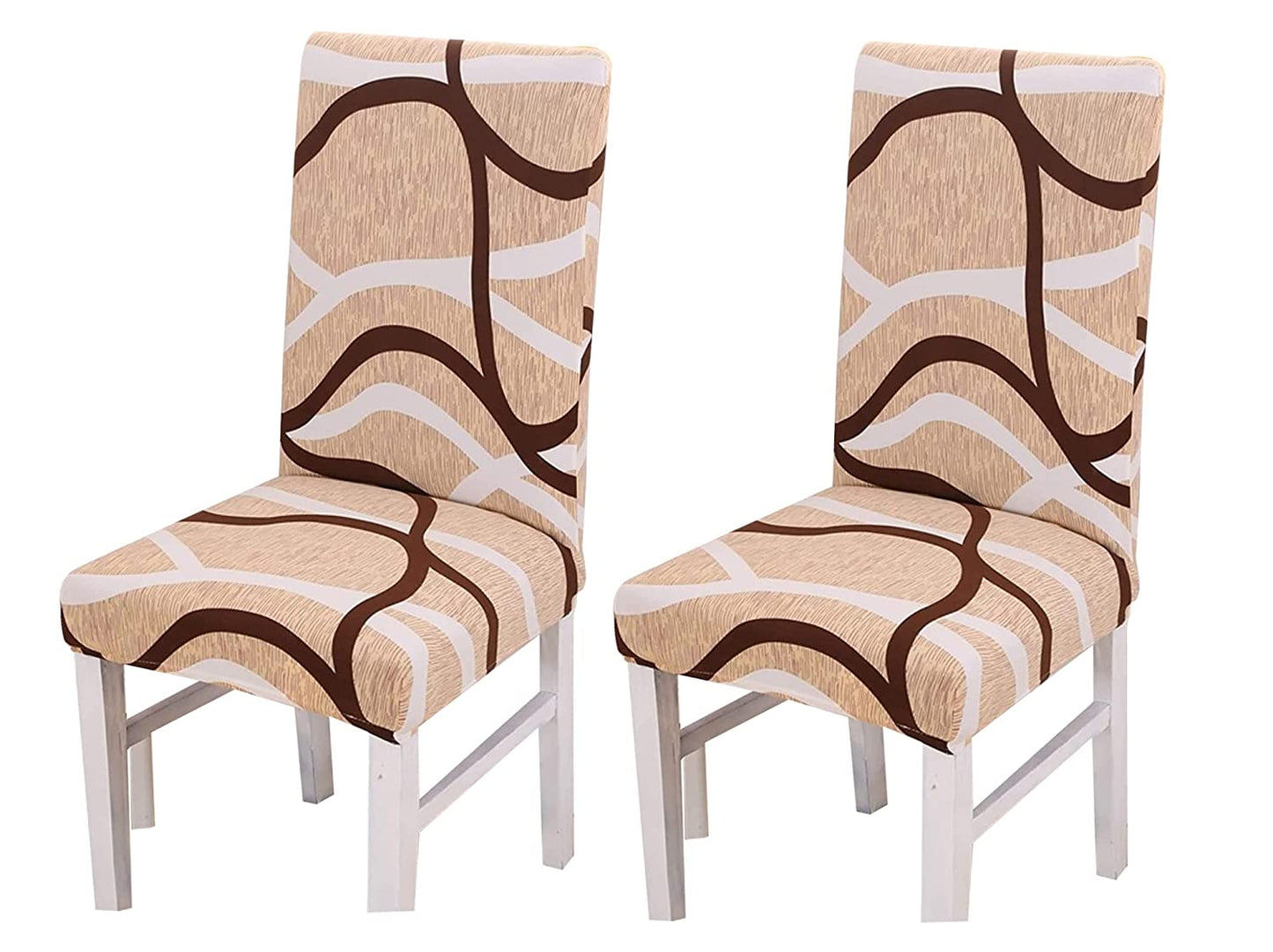 Elastic Chair Cover Stretch(Beige Wavy Brown)