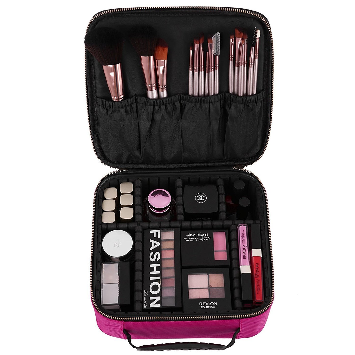 Cosmetic Storage Case with Adjustable Compartment (Pink)