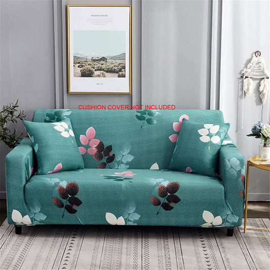 Printed Sofa Cover - Brown Pink White Leaf