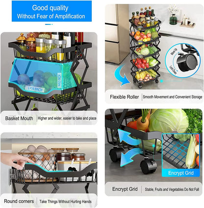 Foldable Fruit Vegetable Basket Cart