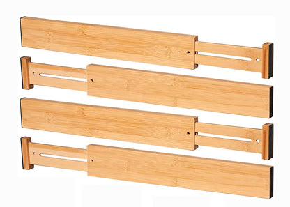 Adjustable Dividers Bamboo Expandable Drawer (Set of 4, 16.5 '' to 21.7")